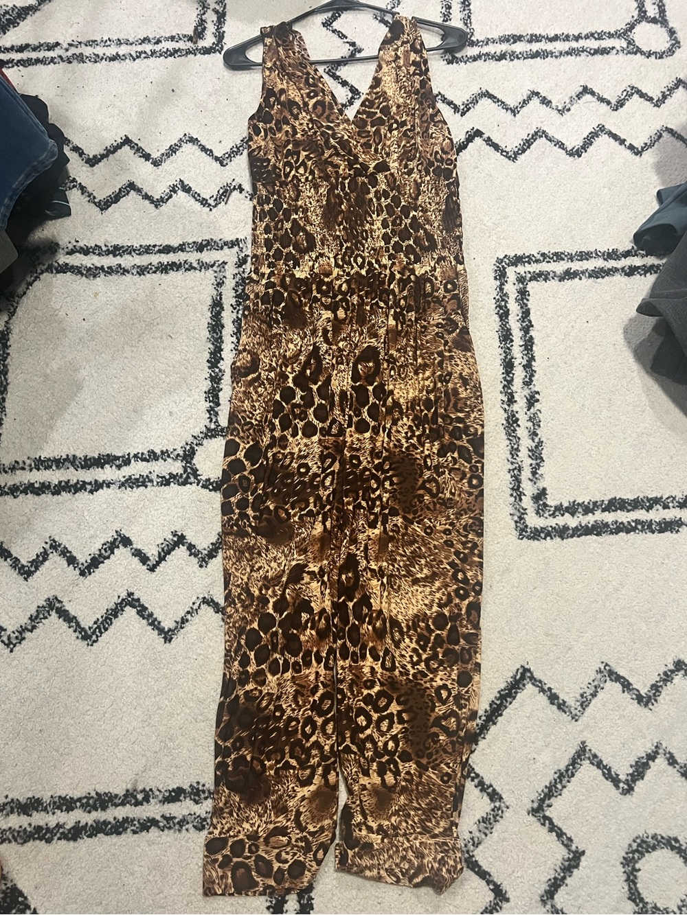 Sleeveless Animal Print Jumpsuit in Brown and Tan